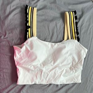 Stylish White workout Top with Yellow Straps